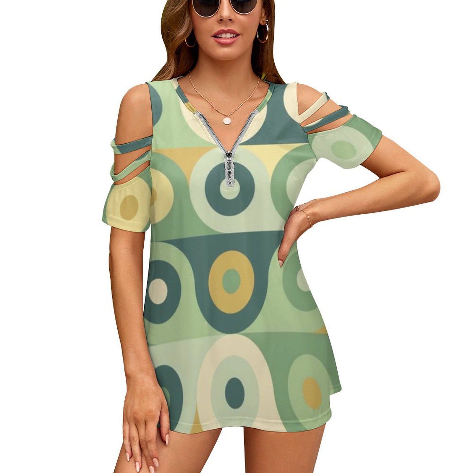 Women'S Fashion Of The 70S - Groovy 70'ler Desen Kadın Fermuar Çeşitli