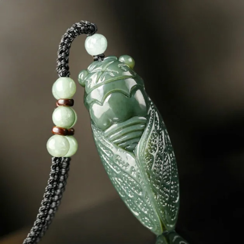 Women'S Fashion Jewellery - Doğal Hetian yeşim Cicada kolye boncuk