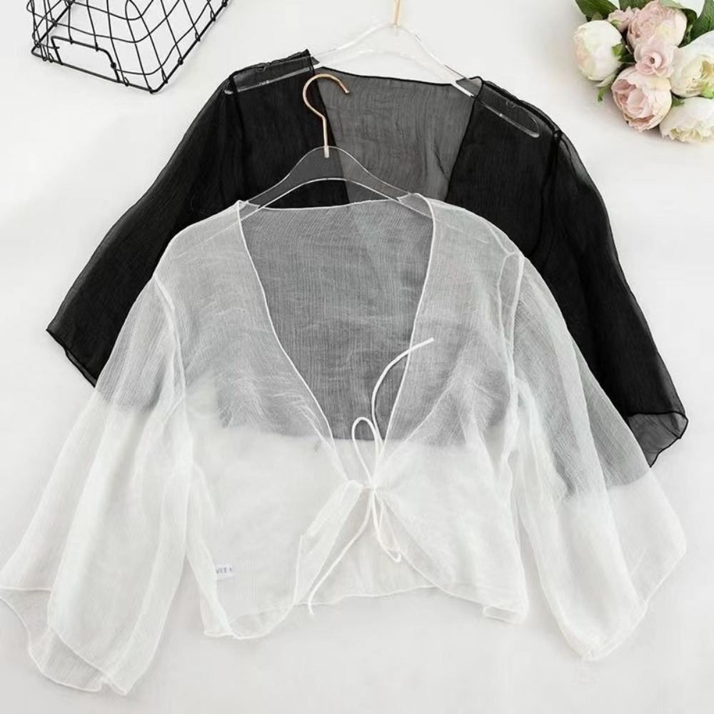 Women'S Fashion Knitwear - Yaz Buruşuk Kadın Hırka Gevşek Şifon