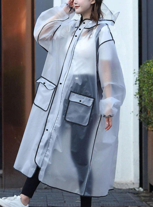 Women'S Fashion Raincoat - Moda Çok Fonksiyonlu Yağmurluk Uzun Tam