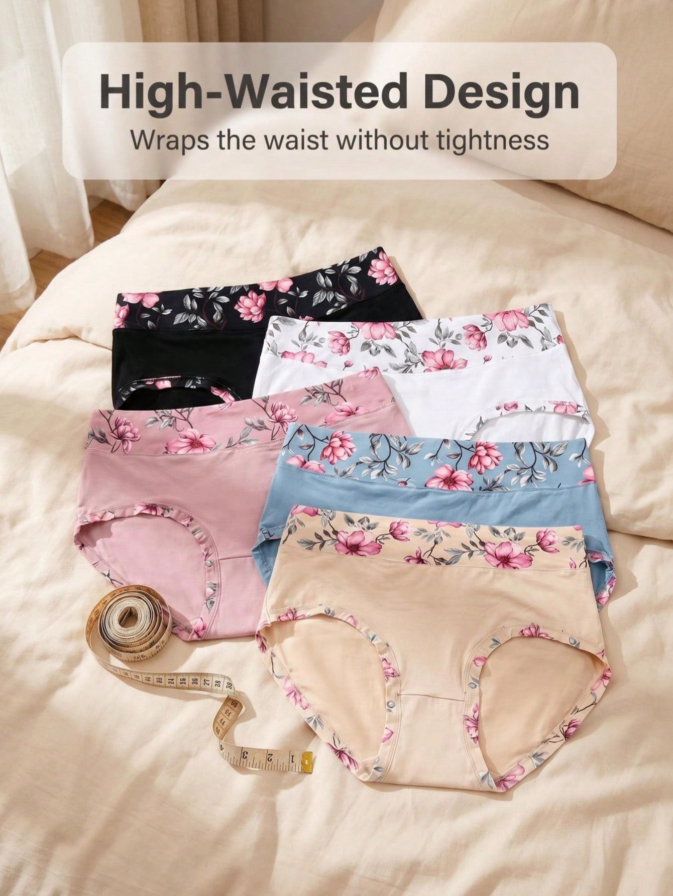 Women Fashion Wear - 5PCS Büyük Beden Kadın Çiçek Desenli