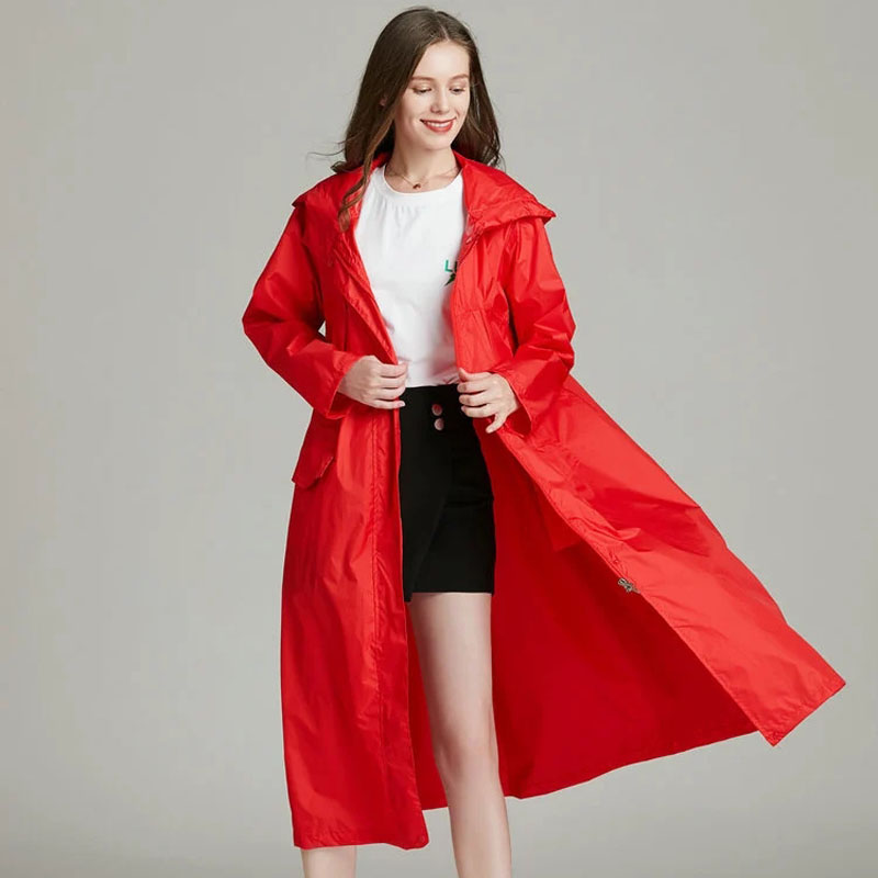 Women'S Fashion Raincoat - Kadın Hafif Kırmızı Siyah Nefes Yağmurluk