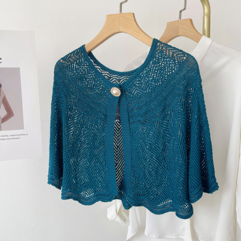 Women'S Fashion Knitwear - Kadın Yaz Zarif Tığ Örgü Pelerin
