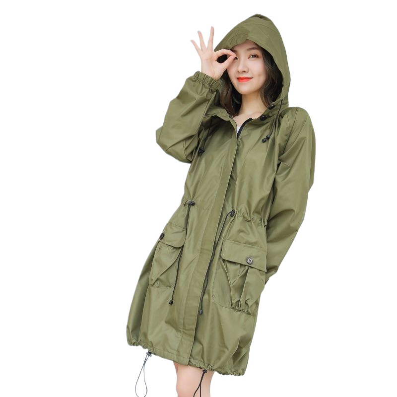 Women'S Fashion Raincoat - Hafif Su Geçirmez Yağmurluk Kadın Uzun