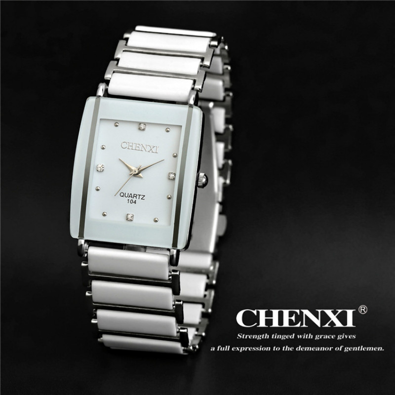 Women'S Fashion Digital Watch - CHENXI moda dikdörtgen İzle kadınlar beyaz