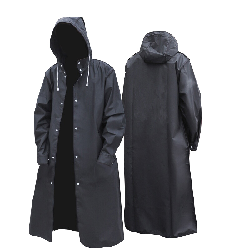 Women'S Fashion Raincoat - Siyah Moda Yetişkin Su Geçirmez Uzun