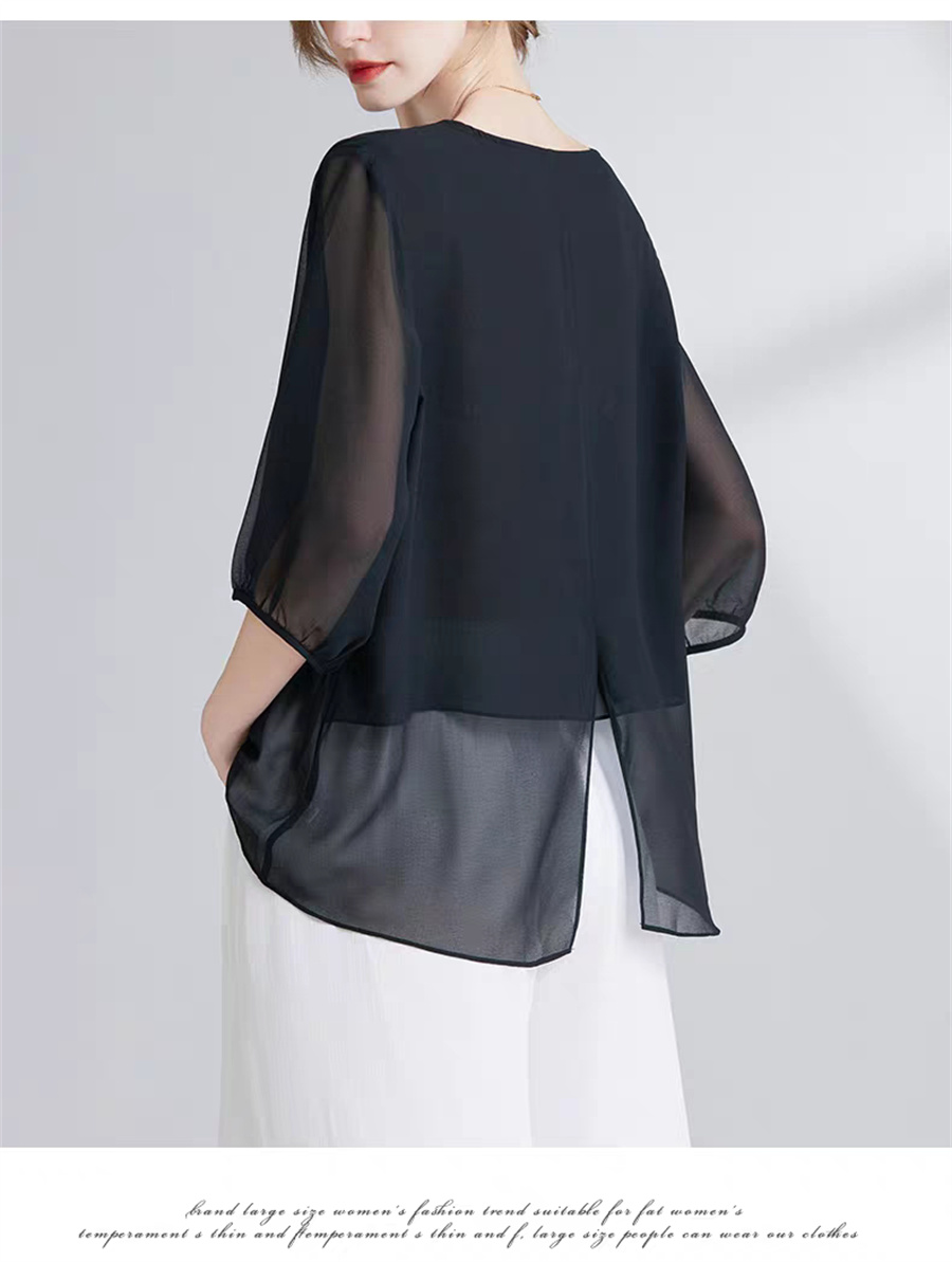 Asymmetric Top Women - Kore Tarzı Şifon Büyük Beden Kadın