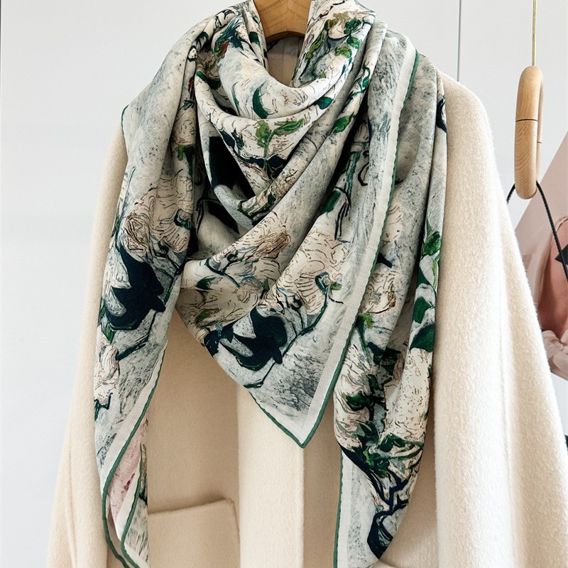 Lüks 135x135cm İpek Yün Eşarp  - Women'S Fashion Poncho incelemesi ve fiyatı