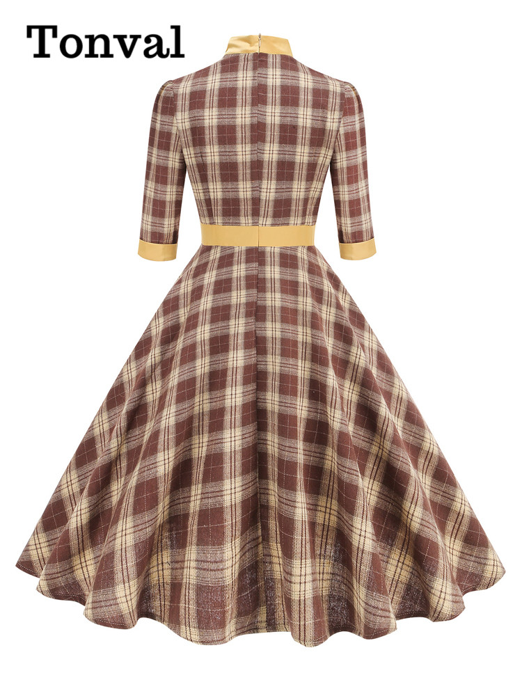 Tonval Mock boyun ilmek ekose  - Women'S Fashion Of The 50S incelemesi ve fiyatı